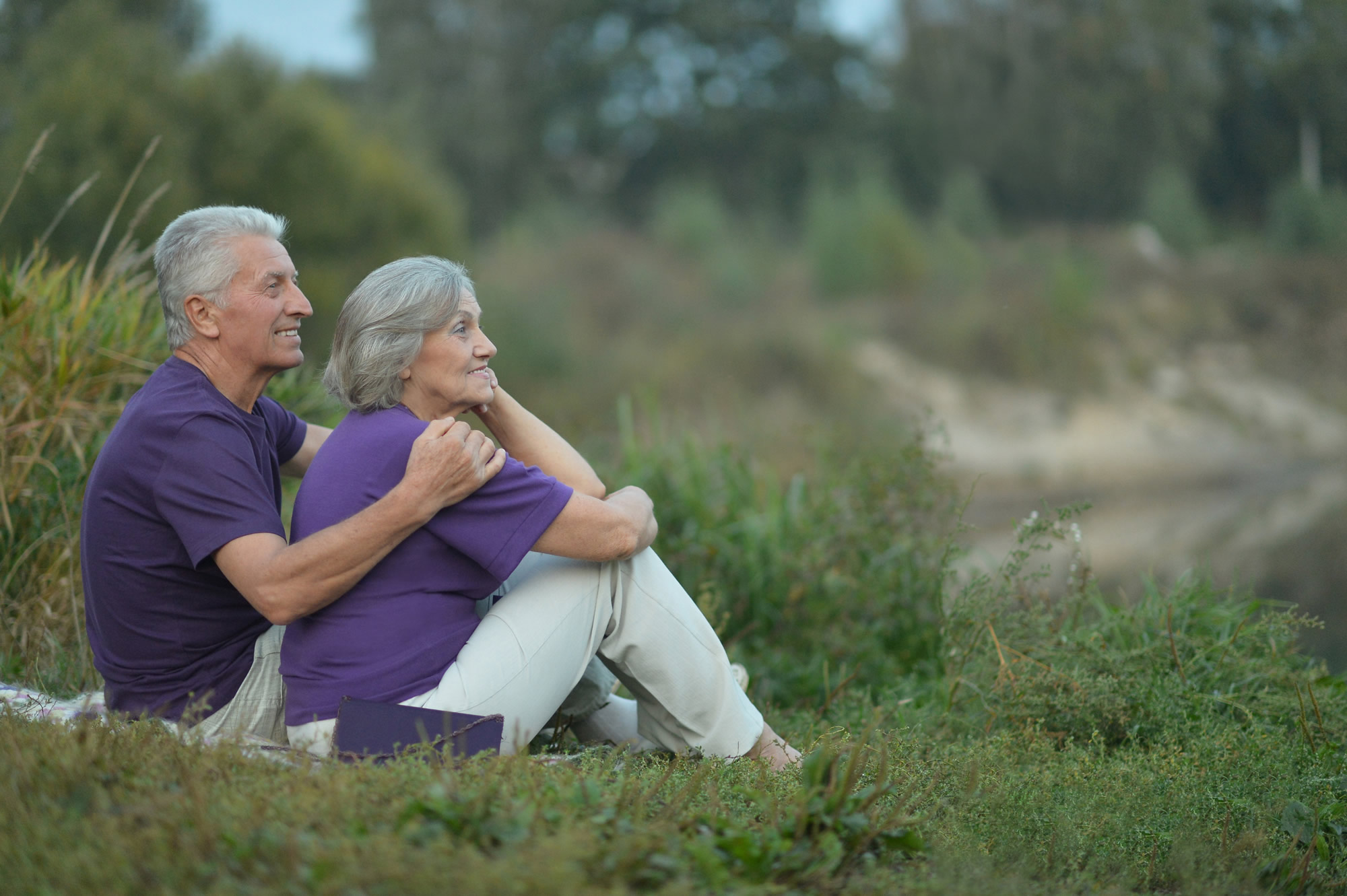 senior couple resting outdoors